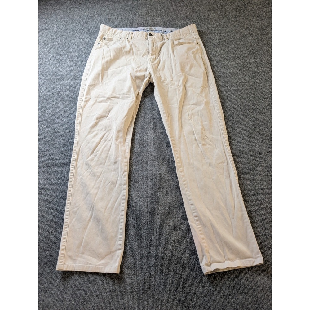 Peter Millar Mens Pants Size 36 Off White Cream Stretch 5 Pocket Chino Flaws